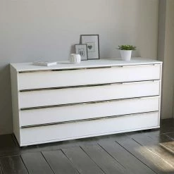 Salerno-Geschäft -Salerno-Geschäft 141 cm breite kommode in weiss chrom mit vier schubladen pepper 01