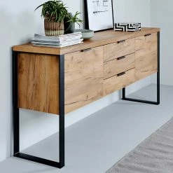 Salerno-Geschäft -Salerno-Geschäft design sideboard in eiche optik und schwarz industrial style ilvensa 01