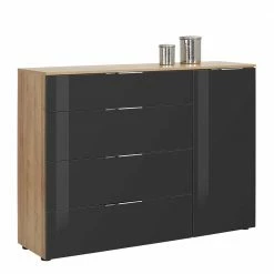 Salerno-Geschäft -Salerno-Geschäft kombi kommode 136 cm breit in anthrazit glas eiche dekor scremma 01